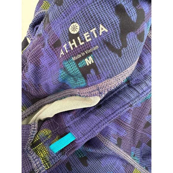 Athleta Printed Capri Leggings Size M - Multicolor Abstract Pattern Activewear - Picture 2 of 5